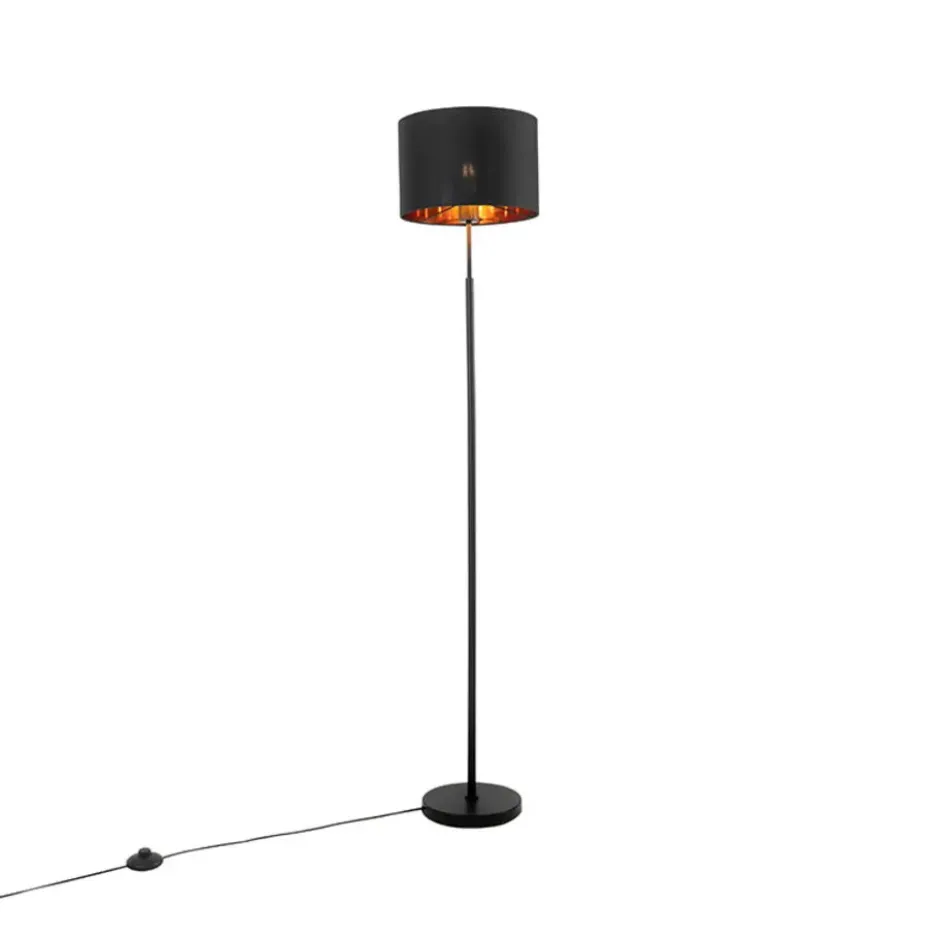 Qazqa vloerlamp vt zwart e27