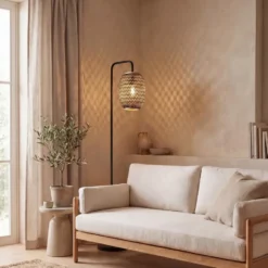 Qazqa vloerlamp yvonne zwart e27