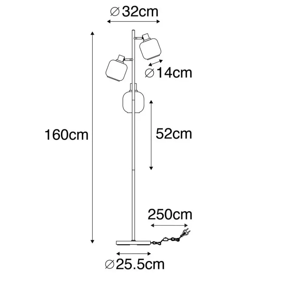 Qazqa vloerlamp zuzanna grijs e14