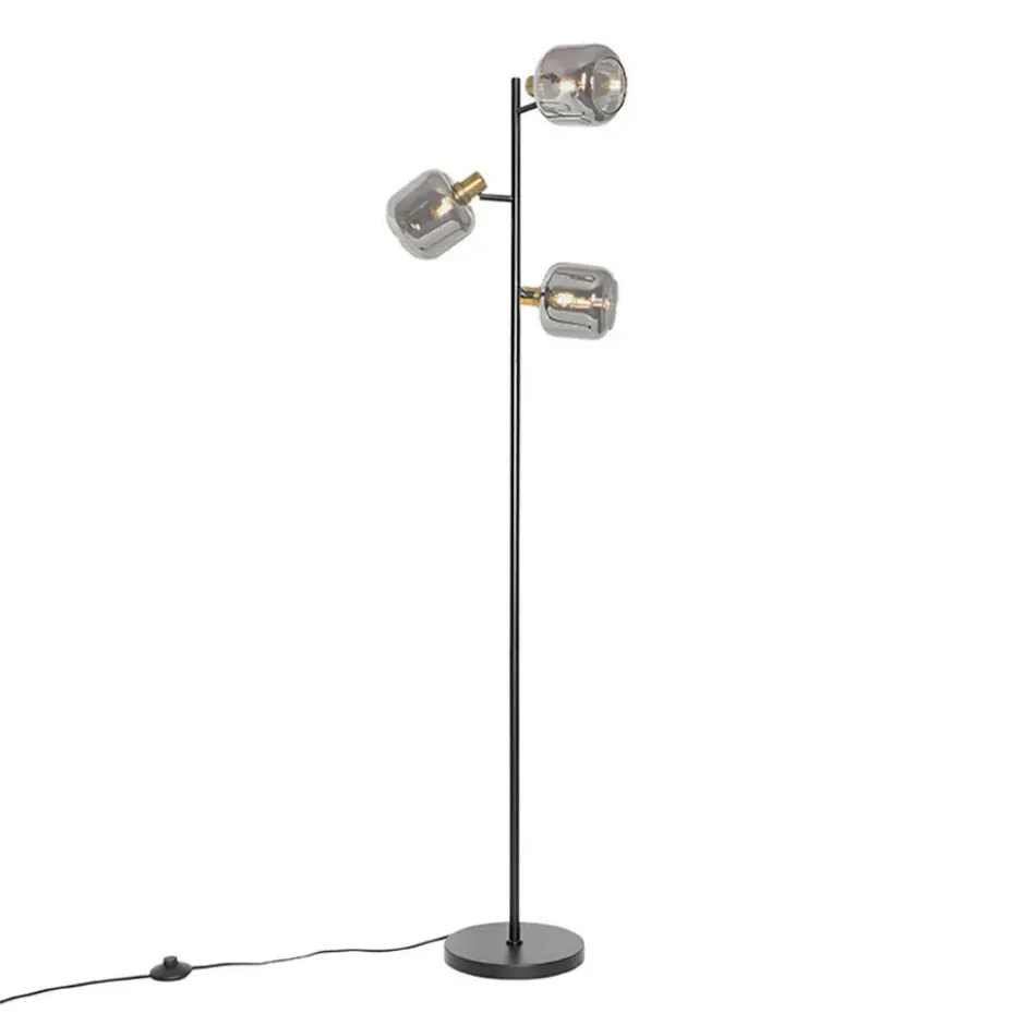 Qazqa vloerlamp zuzanna grijs e14