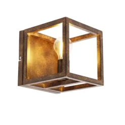 Qazqa wandlamp cage bruin e27