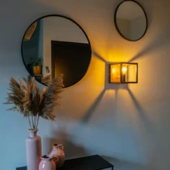 Qazqa wandlamp cage bruin e27