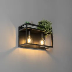 Qazqa wandlamp cage rack zwart e27