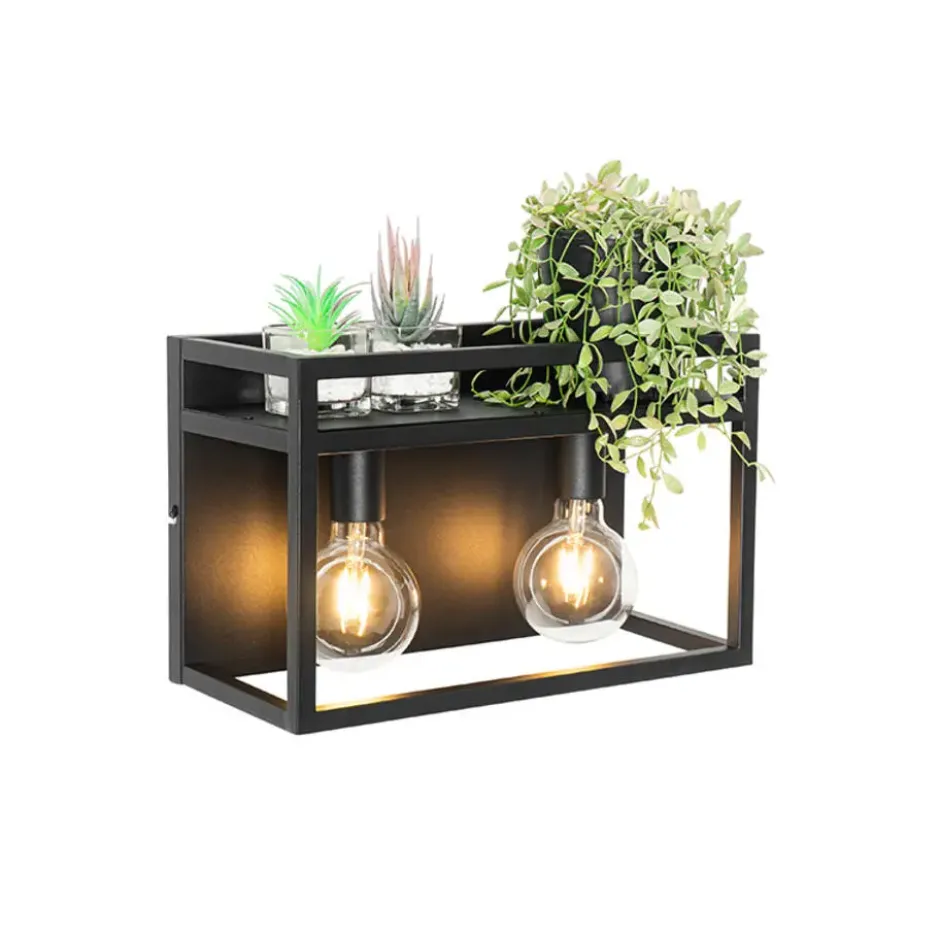 Qazqa wandlamp cage rack zwart e27