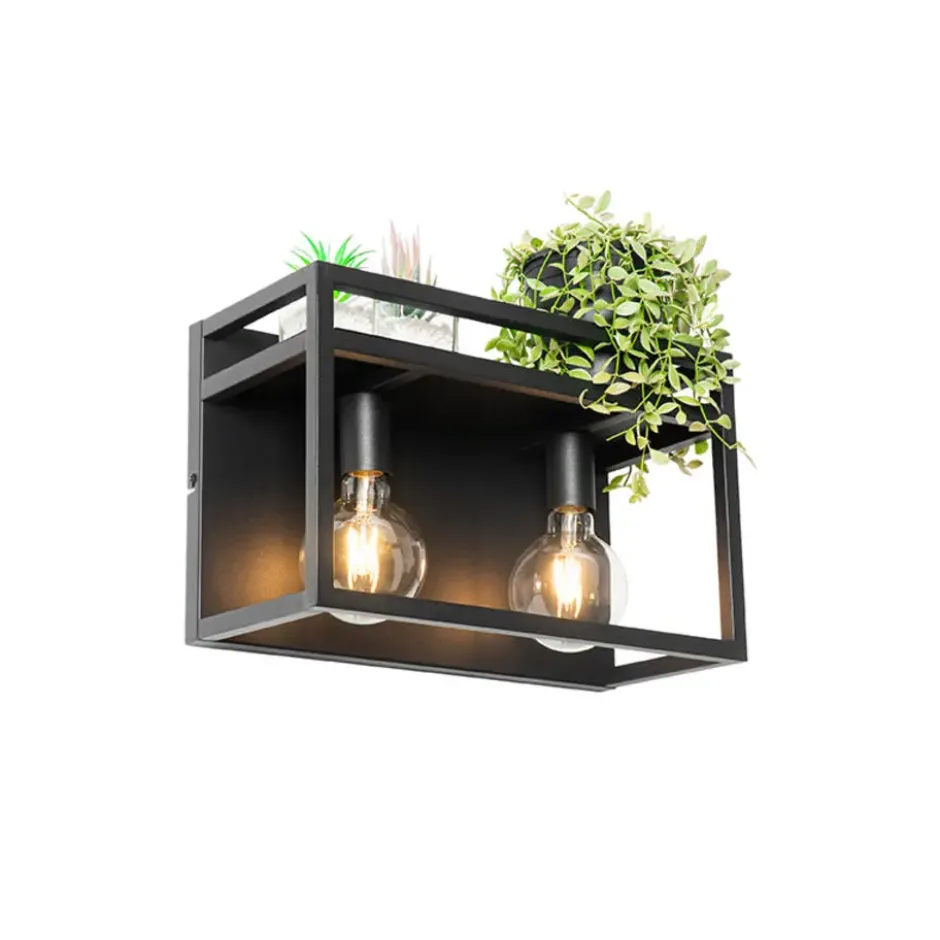 Qazqa wandlamp cage rack zwart e27