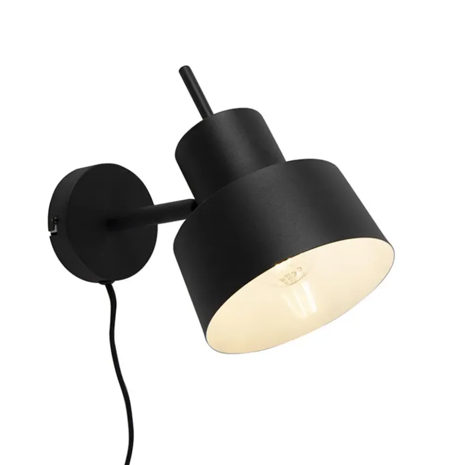 Qazqa wandlamp chappie zwart e27