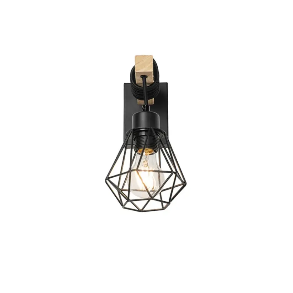 Qazqa wandlamp chon zwart e27