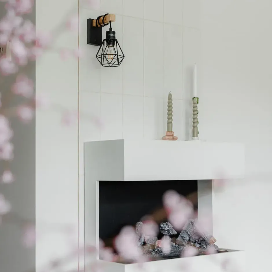 Qazqa wandlamp chon zwart e27