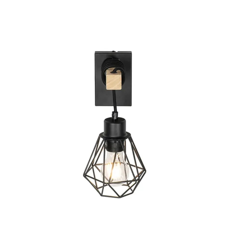 Qazqa wandlamp chon zwart e27