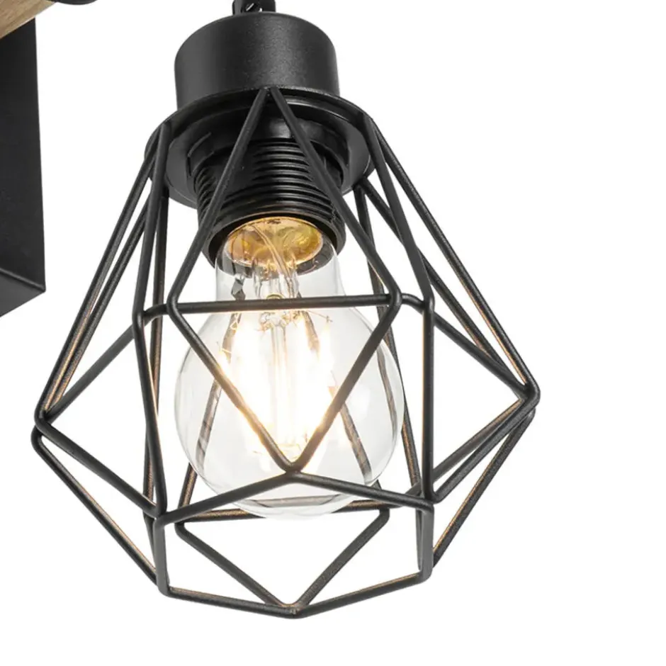 Qazqa wandlamp chon zwart e27