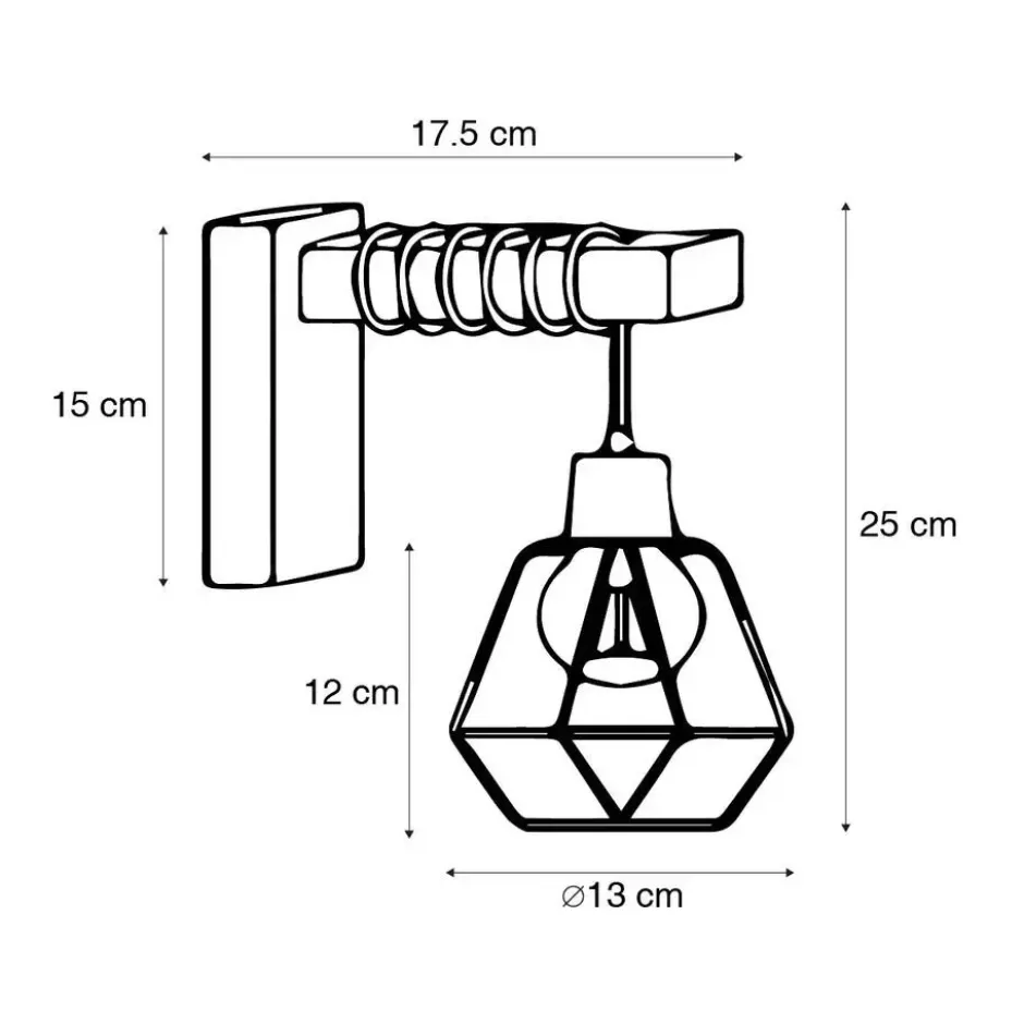 Qazqa wandlamp chon zwart e27