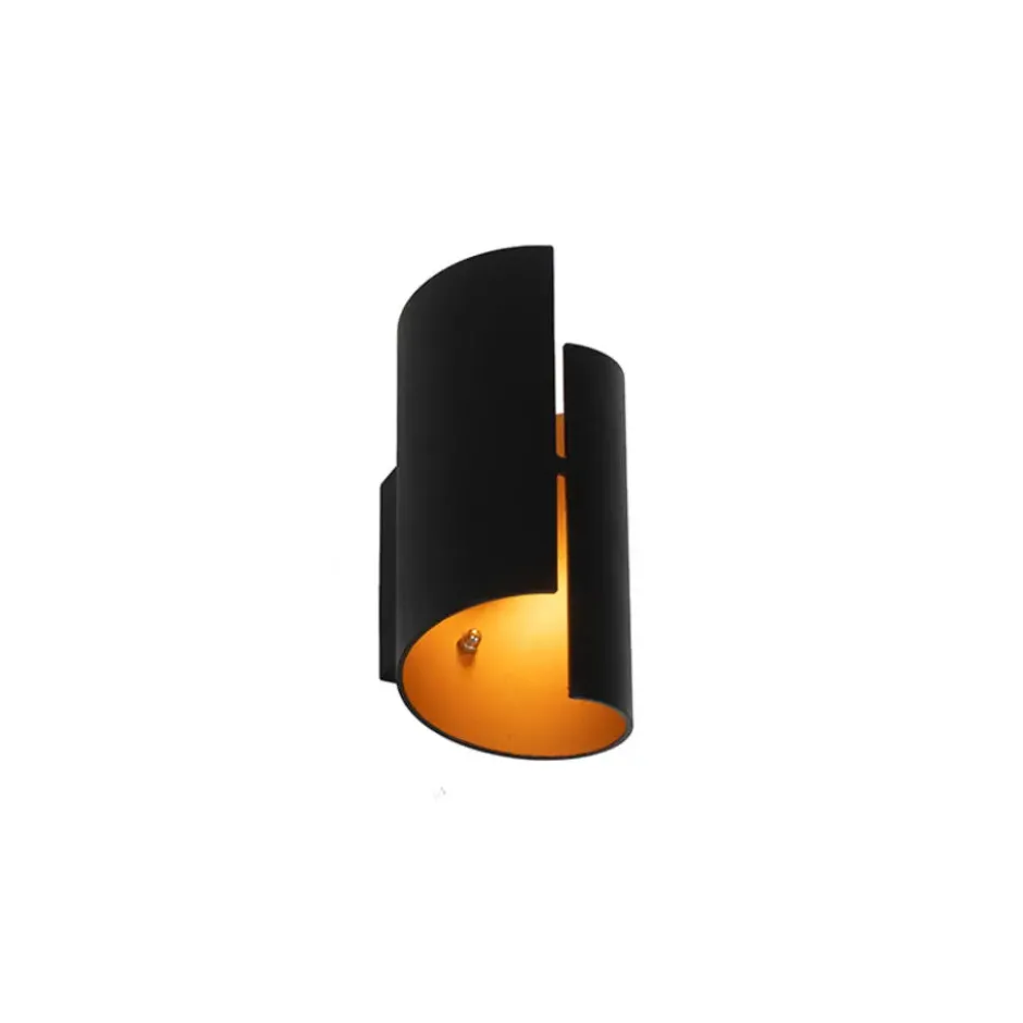 Qazqa wandlamp faldo zwart g9