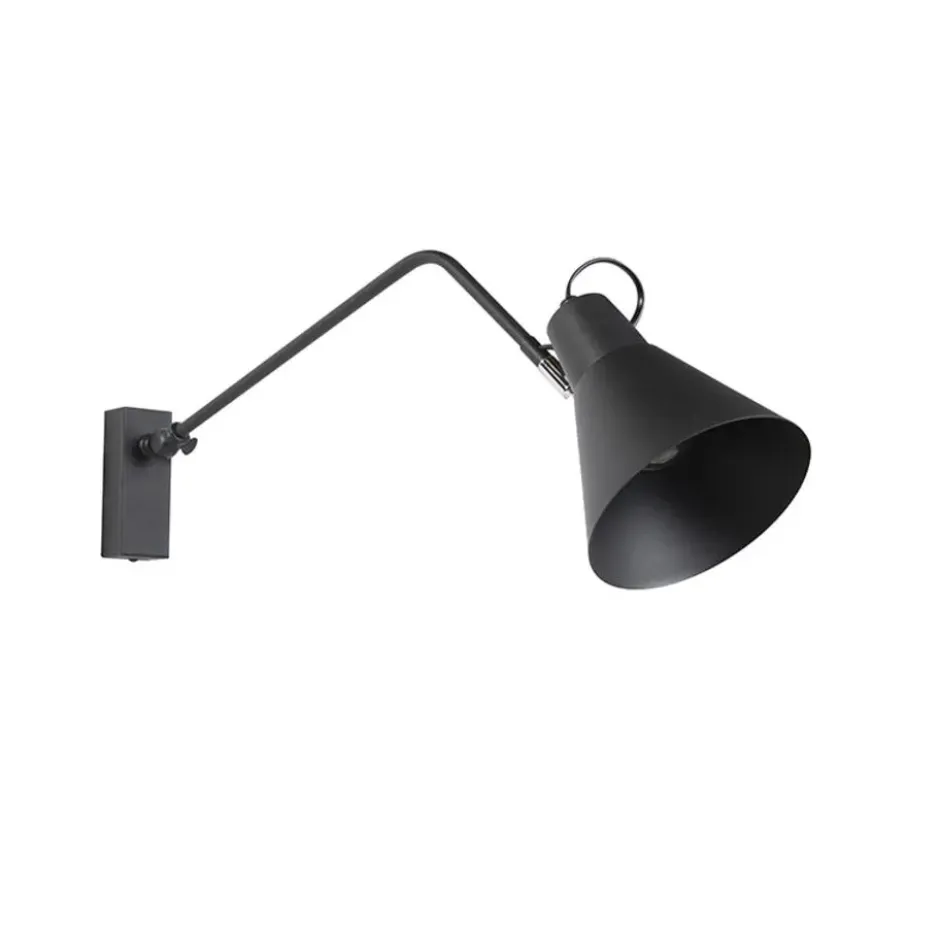 Qazqa wandlamp luna wl zwart e27