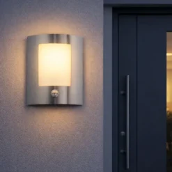 Qazqa wandlamp met bewegingssensor emmerald zilverkleurig e27