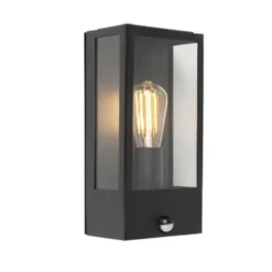 Qazqa wandlamp met bewegingssensor rotterdam zwart e27