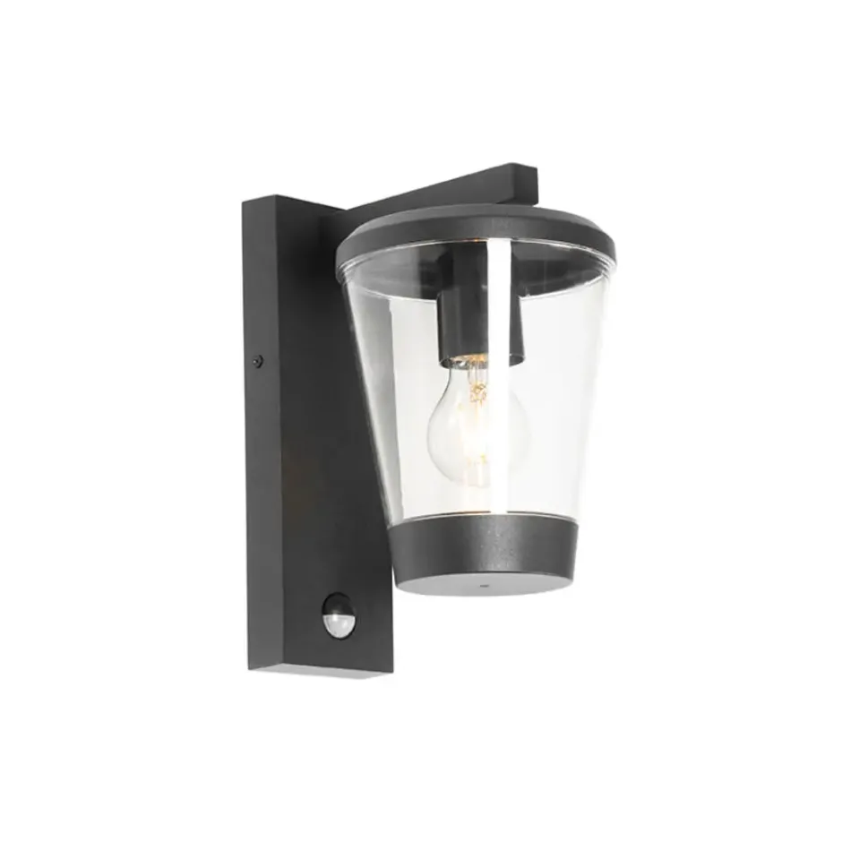 Qazqa wandlamp met bewegingssensor joren zwart e27