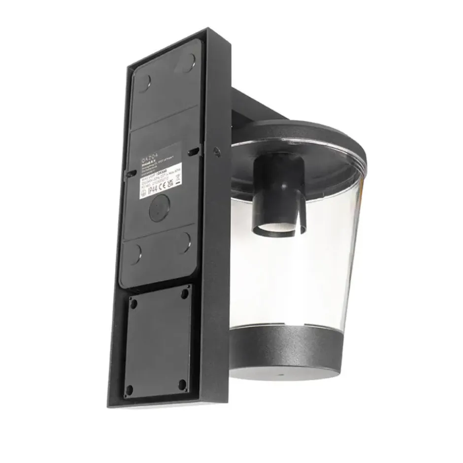 Qazqa wandlamp met bewegingssensor joren zwart e27