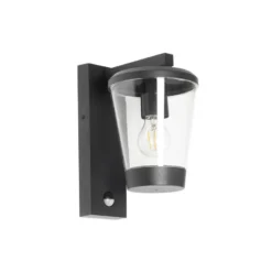 Qazqa wandlamp met bewegingssensor joren zwart e27