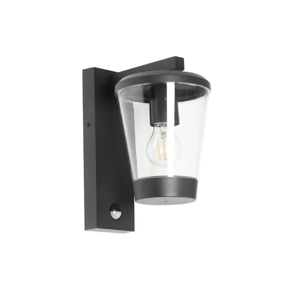 Qazqa wandlamp met bewegingssensor joren zwart e27