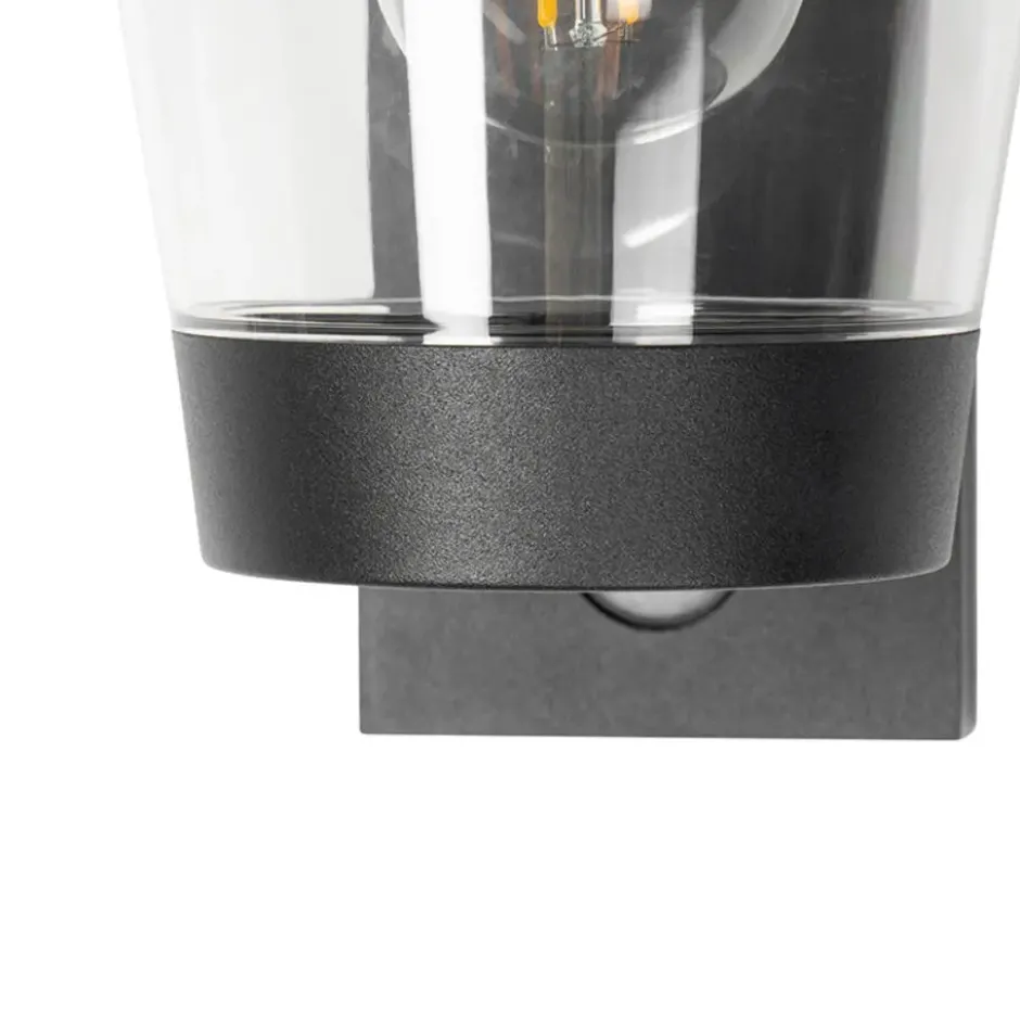 Qazqa wandlamp met bewegingssensor joren zwart e27