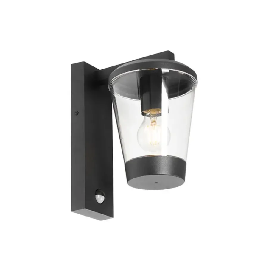 Qazqa wandlamp met bewegingssensor joren zwart e27