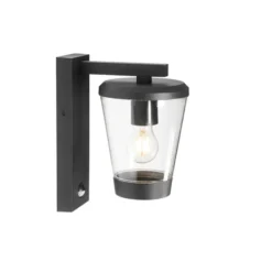 Qazqa wandlamp met bewegingssensor joren zwart e27