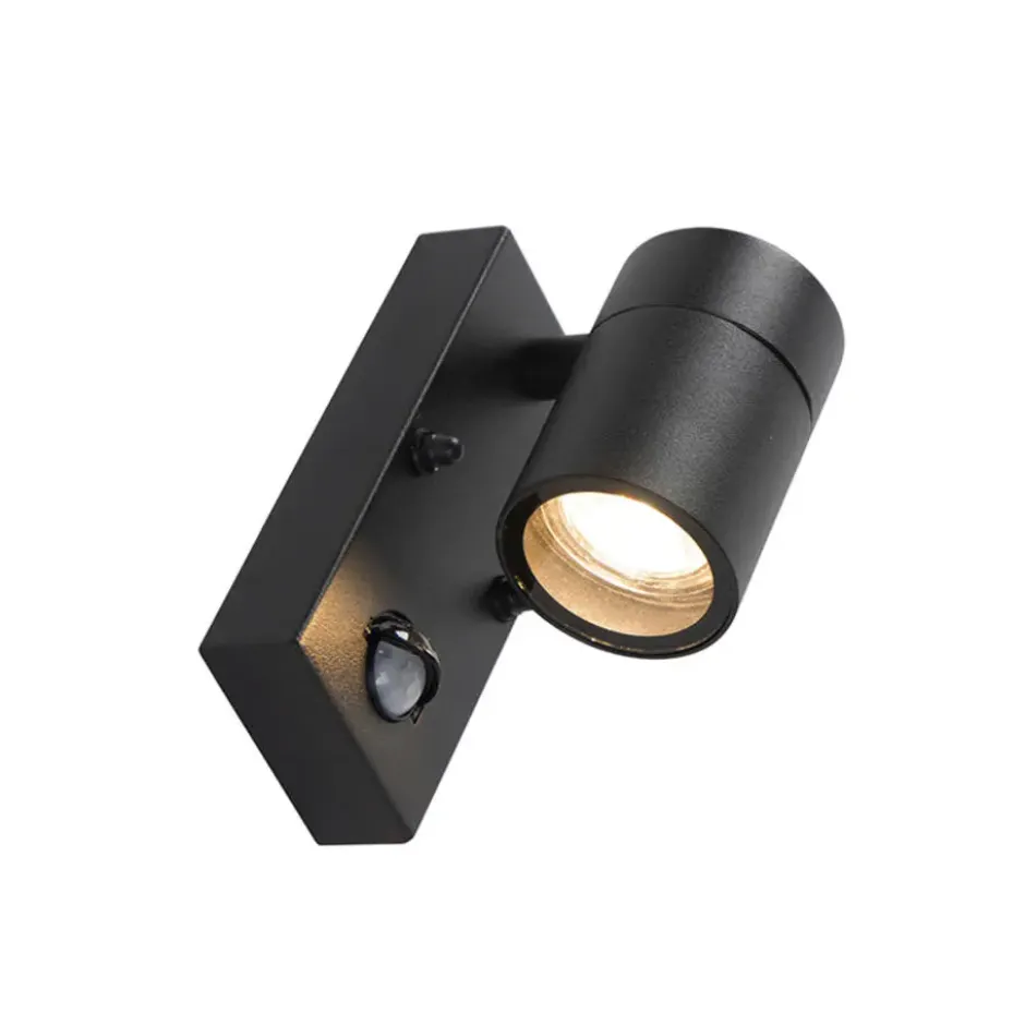 Qazqa wandlamp met bewegingssensor solo zwart gu10