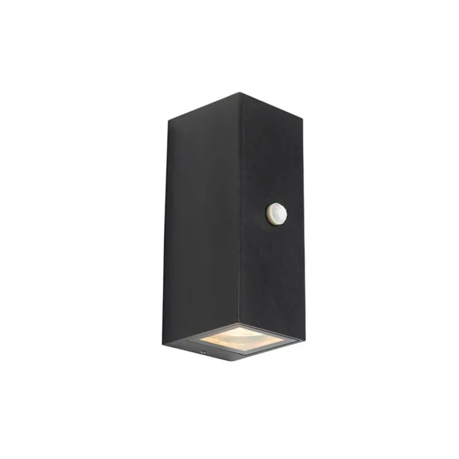 Qazqa wandlamp met bewegingssensor baleno zwart gu10