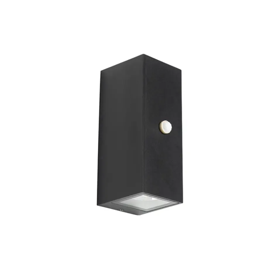 Qazqa wandlamp met bewegingssensor baleno zwart gu10