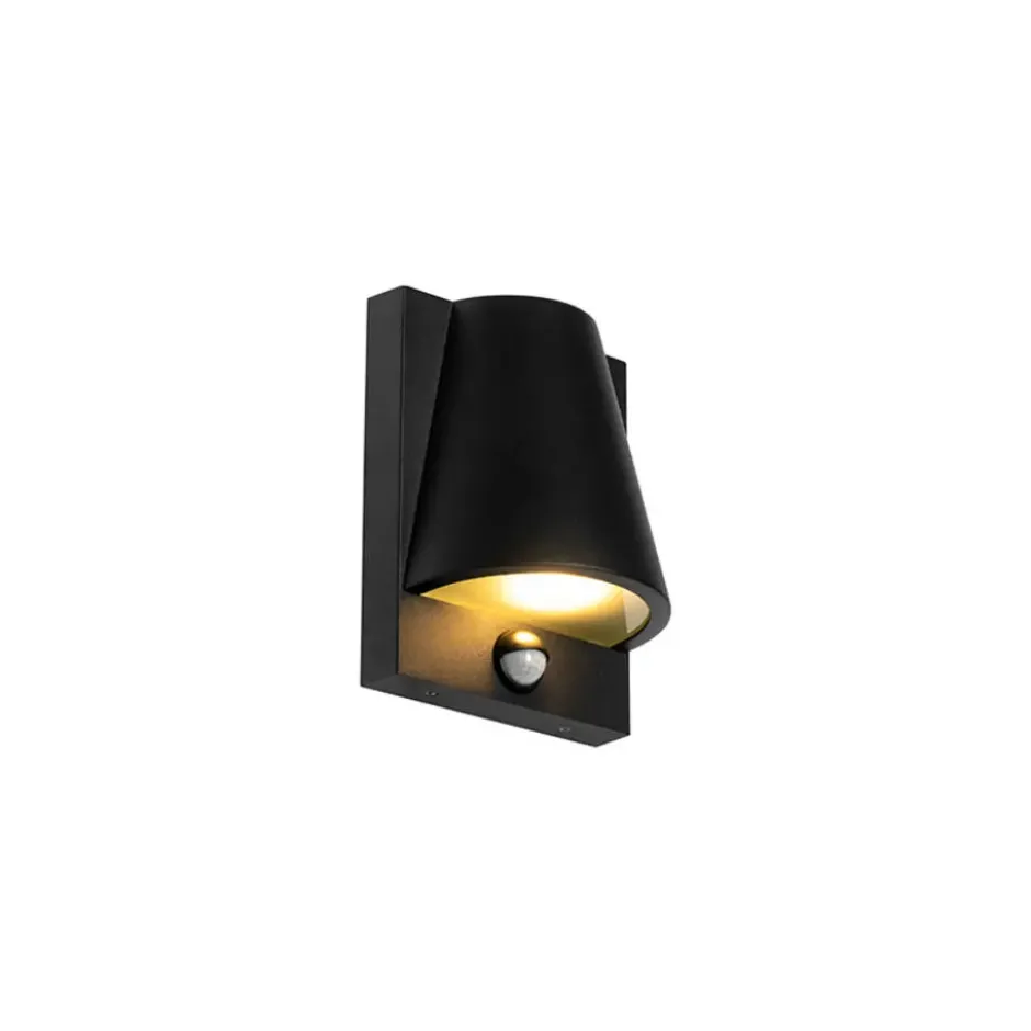 Qazqa wandlamp met bewegingssensor femke zwart gu10
