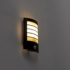 Qazqa wandlamp met bewegingssensor miro zwart e27