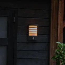 Qazqa wandlamp met bewegingssensor miro zwart e27