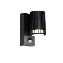 Qazqa wandlamp met bewegingssensor boris zwart gu10
