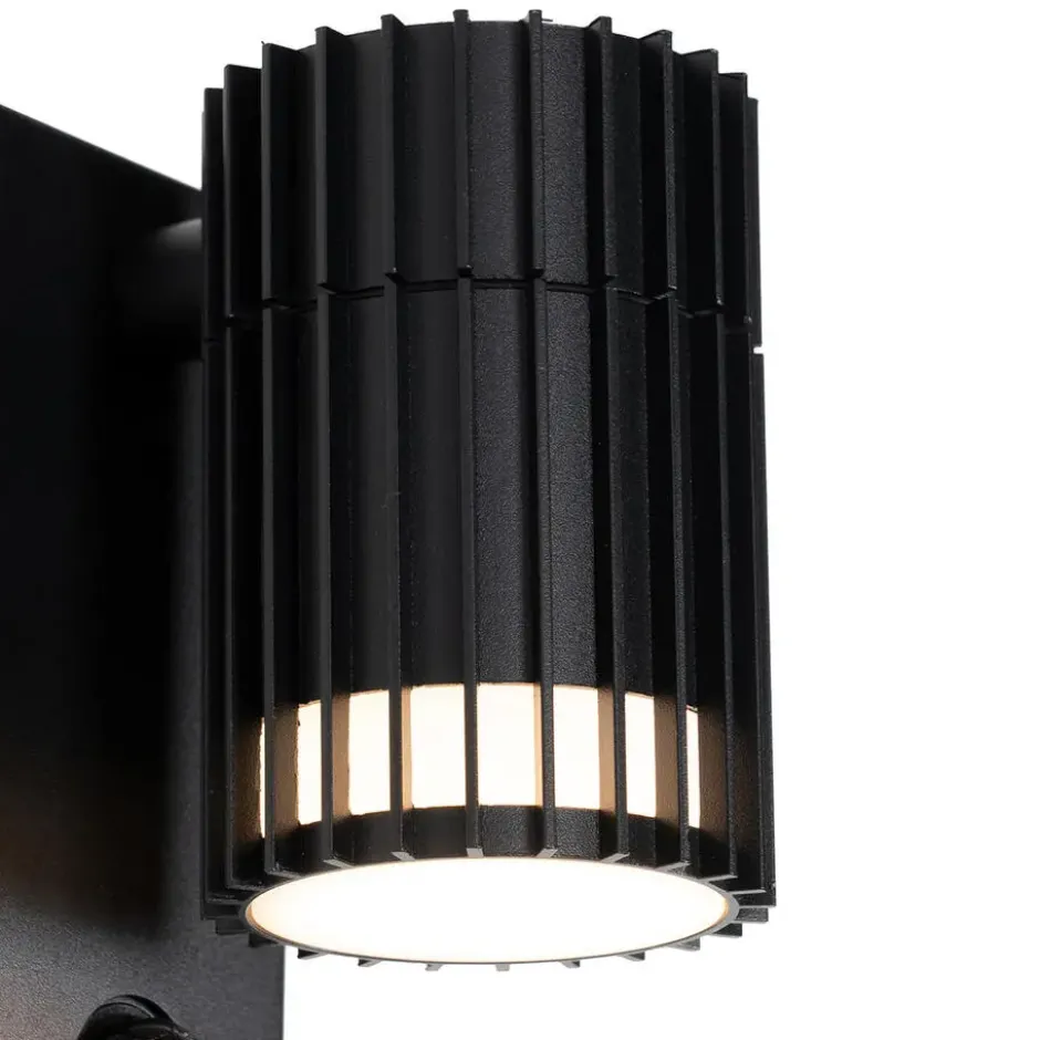 Qazqa wandlamp met bewegingssensor boris zwart gu10