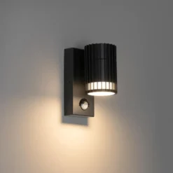 Qazqa wandlamp met bewegingssensor boris zwart gu10