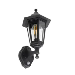Qazqa wandlamp met bewegingssensor new haven zwart e27