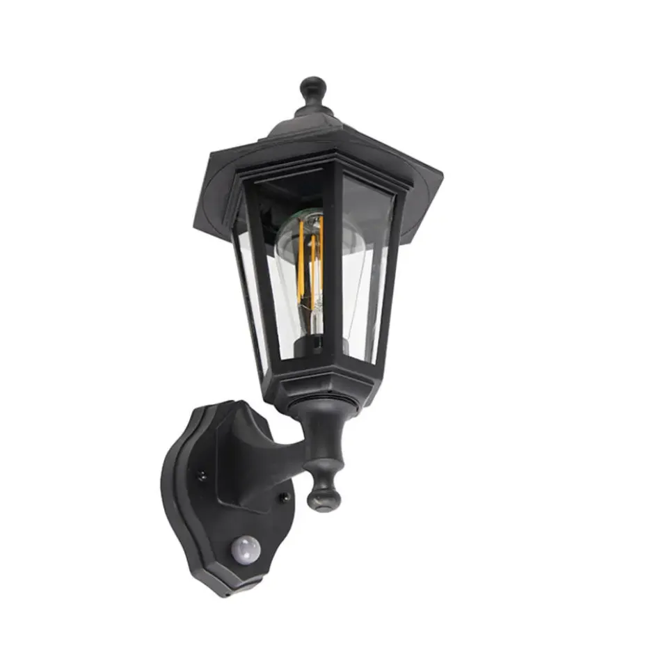 Qazqa wandlamp met bewegingssensor new haven zwart e27