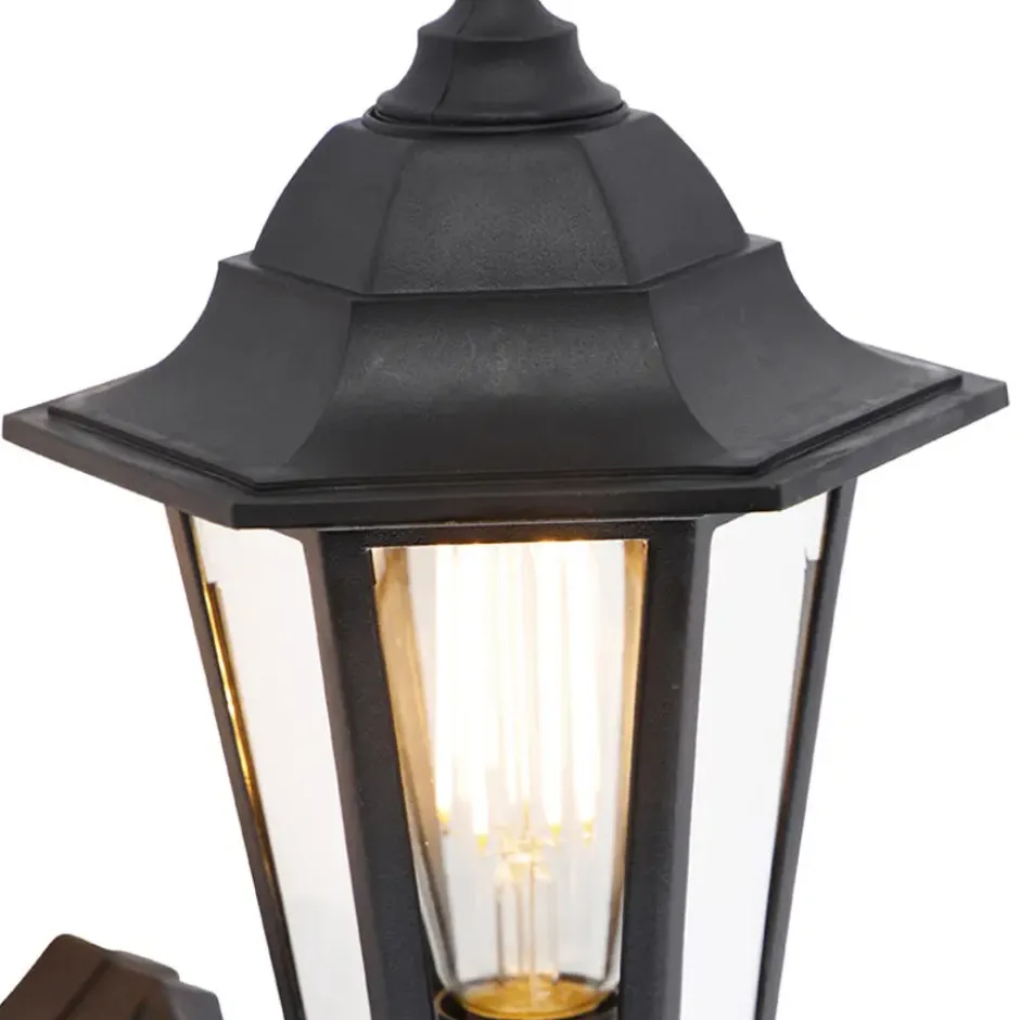 Qazqa wandlamp met bewegingssensor new haven zwart e27