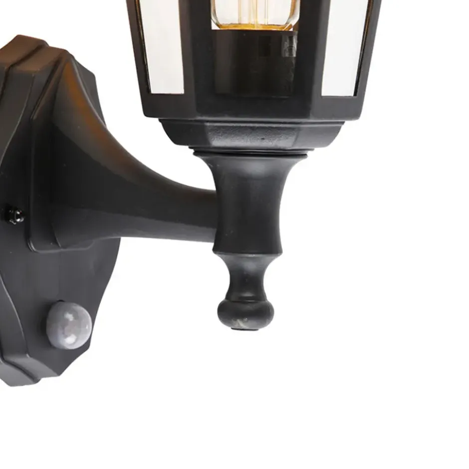 Qazqa wandlamp met bewegingssensor new haven zwart e27