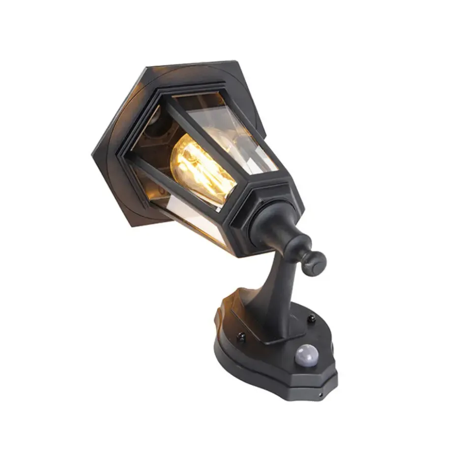 Qazqa wandlamp met bewegingssensor new haven zwart e27