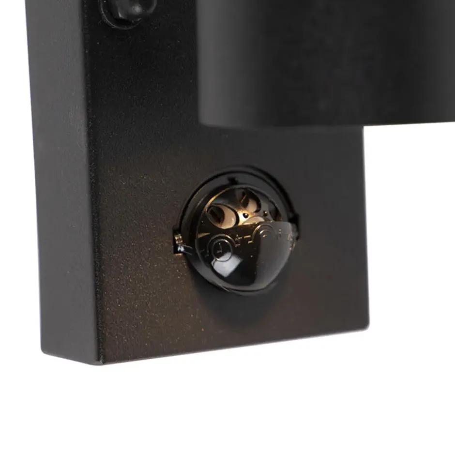 Qazqa wandlamp met bewegingssensor duo zwart gu10