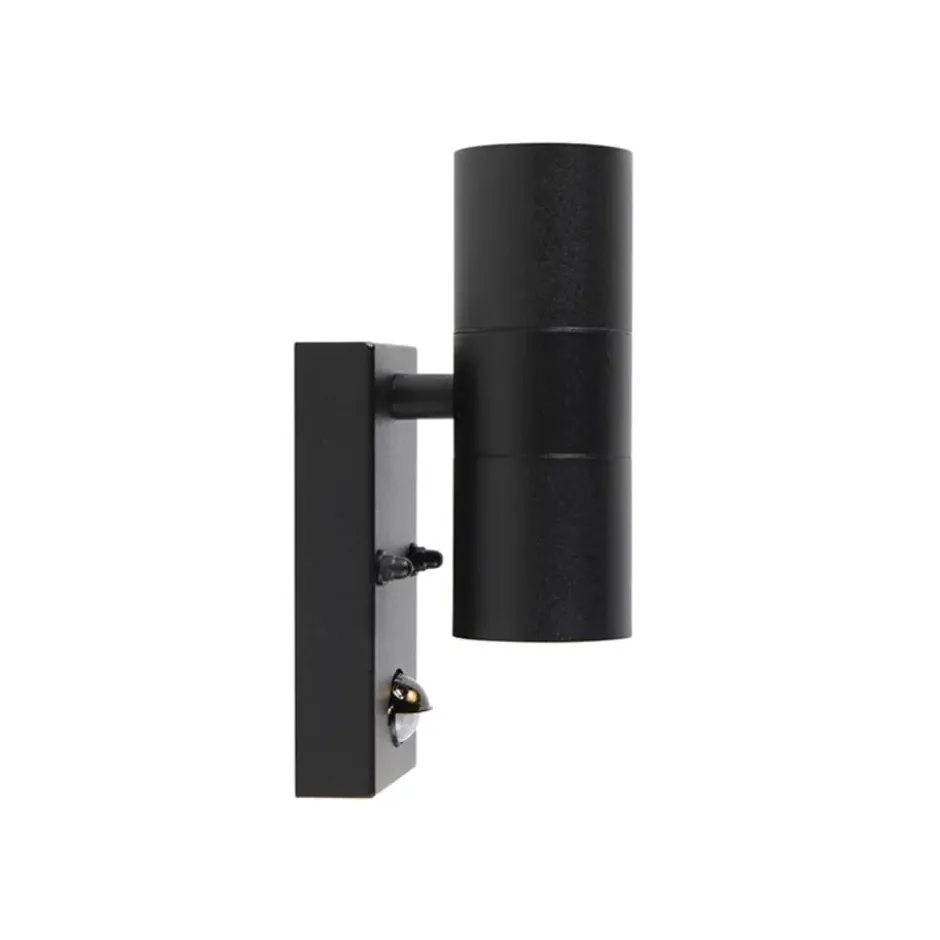 Qazqa wandlamp met bewegingssensor duo zwart gu10