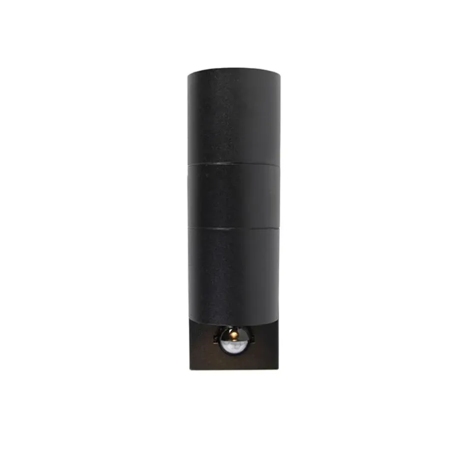 Qazqa wandlamp met bewegingssensor duo zwart gu10