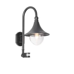 Qazqa wandlamp met bewegingssensor daphne zwart e27