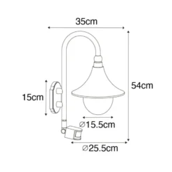 Qazqa wandlamp met bewegingssensor daphne zwart e27