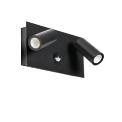 Qazqa wandlamp met bewegingssensor simon zwart geïntegreerde led