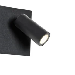 Qazqa wandlamp met bewegingssensor simon zwart geïntegreerde led