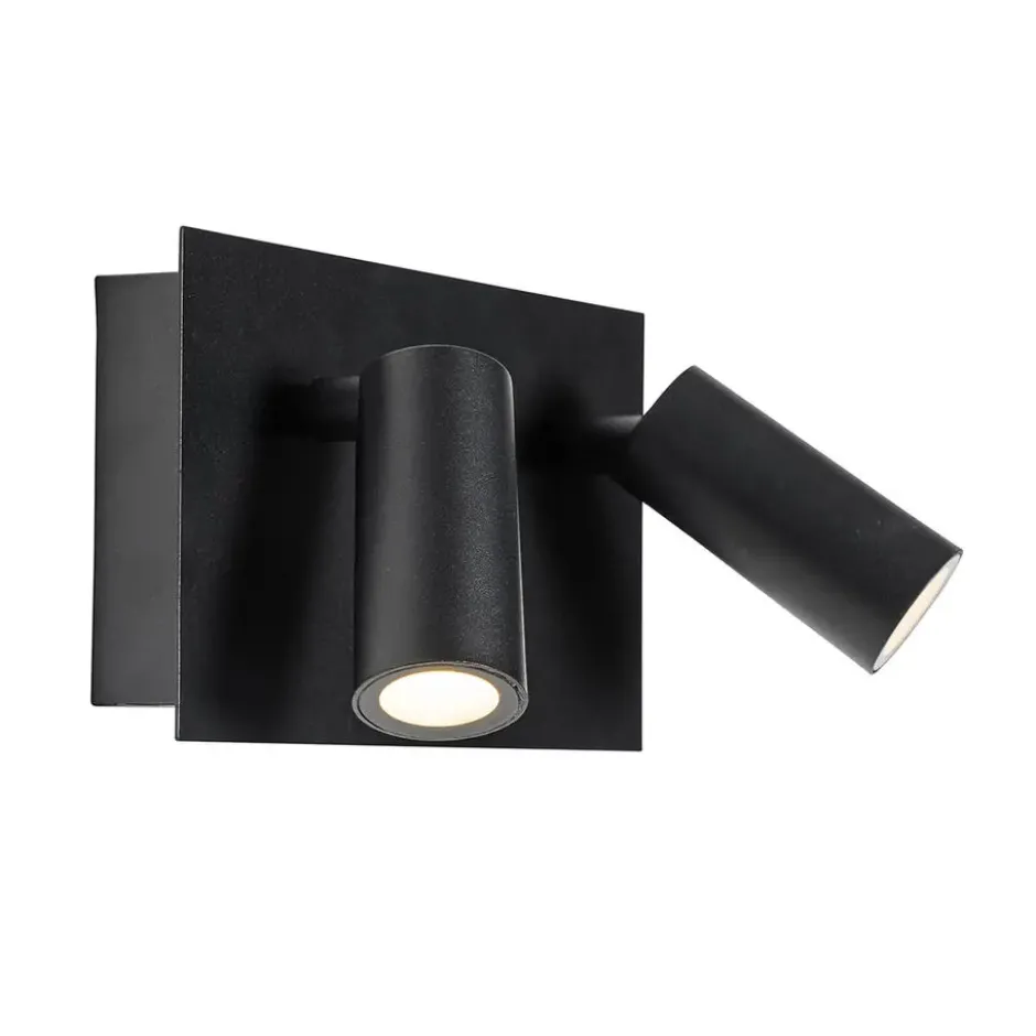 Qazqa wandlamp met bewegingssensor simon zwart geïntegreerde led