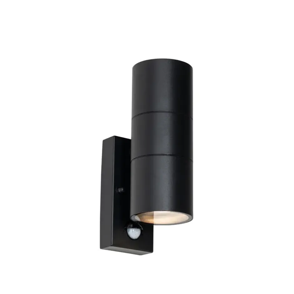 Qazqa wandlamp met bewegingssensor duo zwart gu10