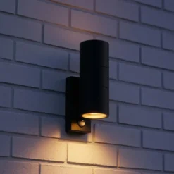 Qazqa wandlamp met bewegingssensor duo zwart gu10
